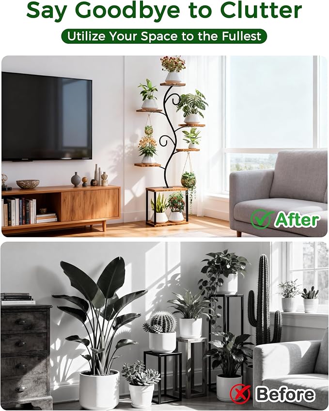 Plant Stand Indoor with Grow Lights,64" Plant Shelf Indoor,7 Tiered Indoor Plant Shelf, Corner Plant Stands for Indoor Plants,Metal Plant Flower Holder Dispaly Rack for Home, Living Room, Office