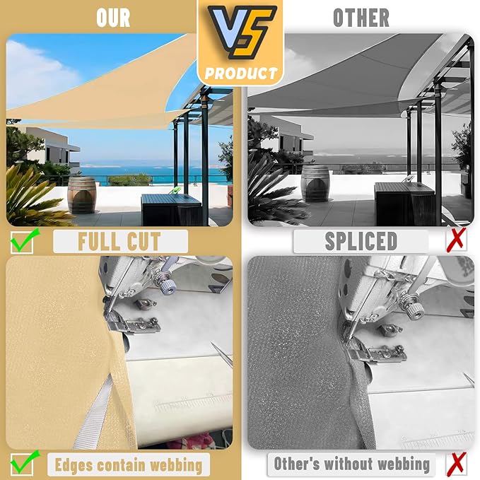 LOVE STORY Custom Size 6'x6'x6' Sand Sun Shade Sail Triangle Sunhsade Fabric Awning Canopy for Patio Backyard Carport Pergola (Customized)