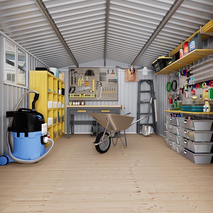 10x8 FT Outdoor Storage Shed, Metal Sheds & Outdoor Storage, Waterproof Sheds with Lockable Doors for Backyard