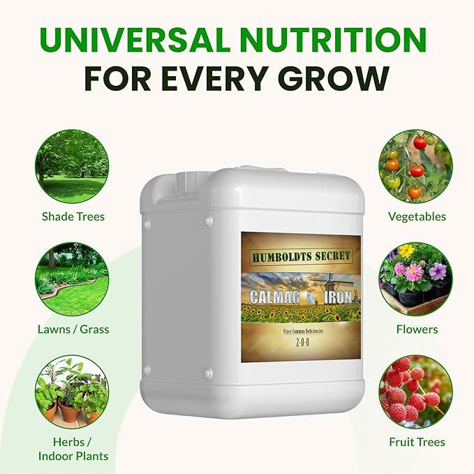 Humboldts Secret CalMag & Iron | Calcium, Magnesium & Chelated Iron Nutrient Fertilizer | Hydroponic Supplies for Vegetative & Flowering Growth in Soil, Coco, Hydroponics or RO Water | 5 Gallon