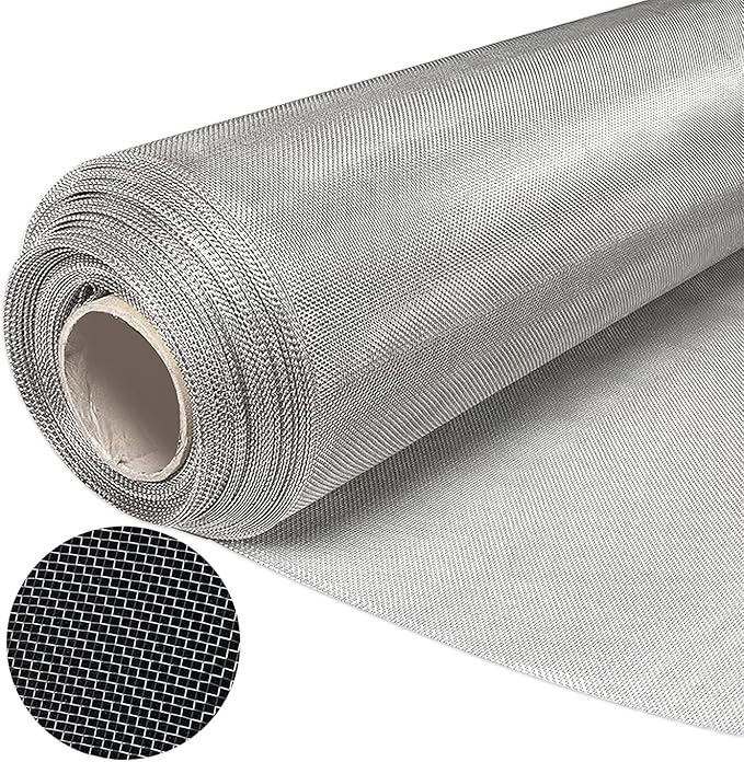 KISKIS 304 Stainless Steel Woven Wire 20 Mesh Air Vent Window Screen,Filter Mesh Roll Metal Screen Fine Mesh, Easy to Cut Sturdy for Door Patio Cover, Cage Garden,100X500CM39X197INCH