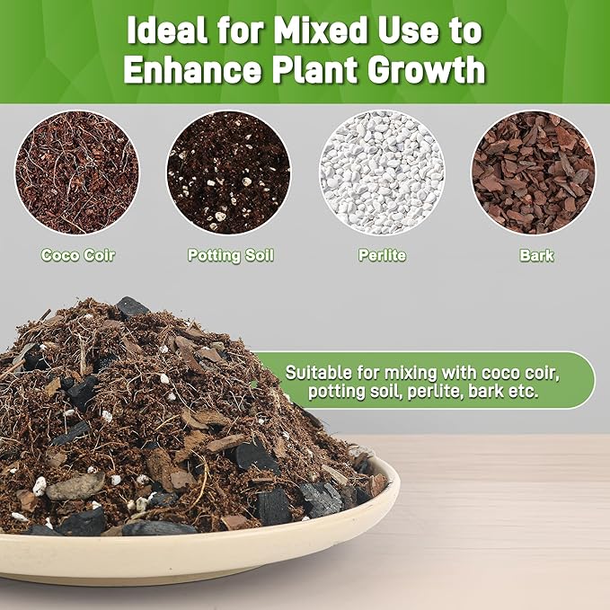 2 Quarts Horticultural Charcoal for Plants-Plant Charcoal Soil Amendment for Potting Soil Indoor Plants, Succulent Soil, Paphiopedilum, Bonsai, Terrarium,and Gardening