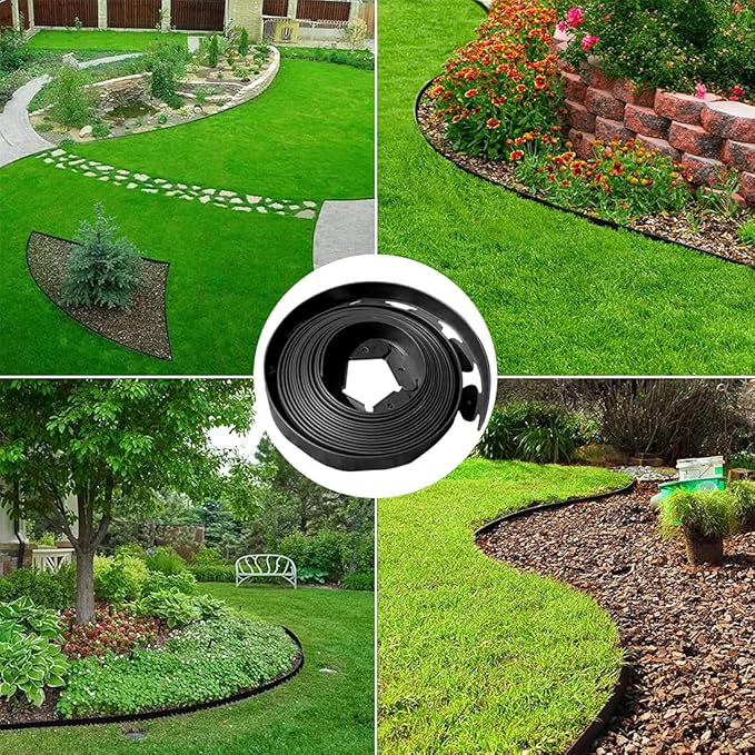 Landscape Edging 49FT,Garden Edging Borders Black [Extra Tall 4IN High] with 75pcs Plastic Stakes, Lawn Edging Flexible DIY Fence for Landscaping,Flower Bed,Grass,Gravel,Tree Surrounding