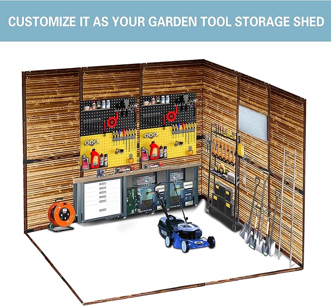 8x6 FT Outdoor Wood Storage Shed, Garden Tool Shed with Windows, Outside Storage Shed Waterproof for Backyard, Garden, Patio, 4 Vents (Without Floor) Wood Color