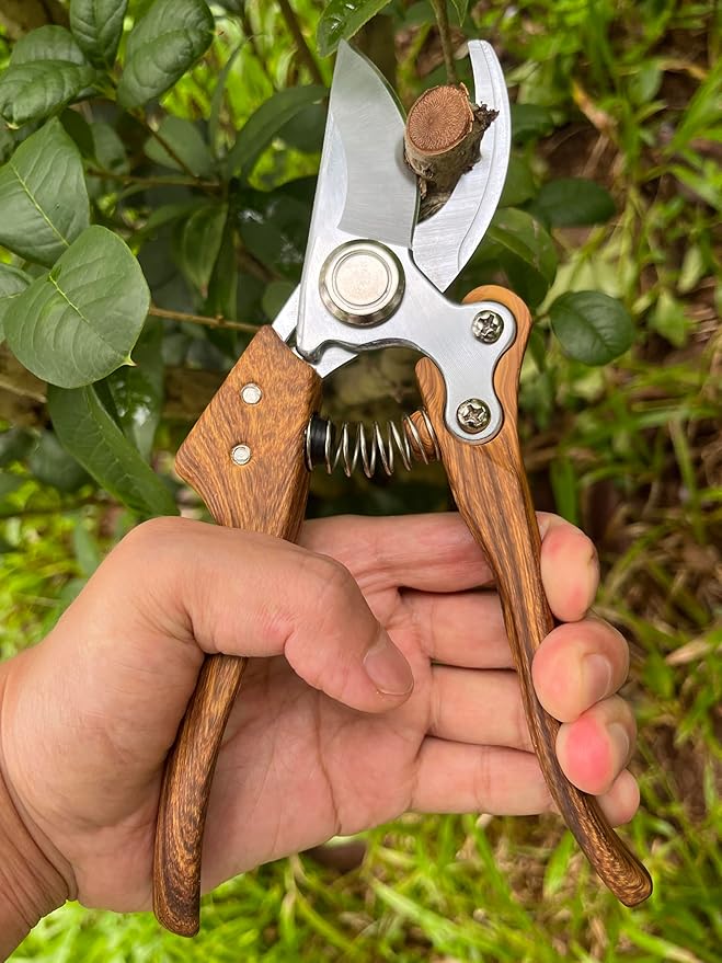 Pruning Shears, Flower Cutters for Stems, German Stainless Steel Blades, 1 inch Cut Capacity, Garden Snips with Non-Slip Handle, Lightweight & Ergonomic Professional Garden Tools for women