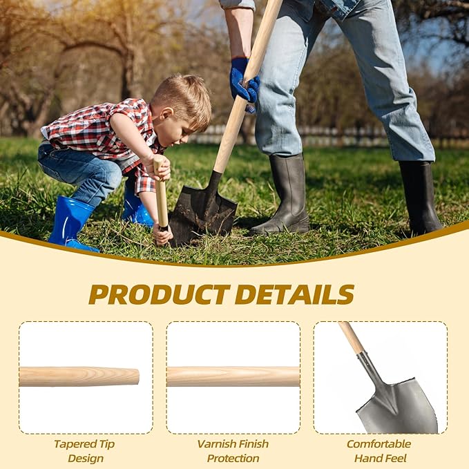 1 Pcs Shovel Handle Replacement 41" Length, 1-1/2" Diameter, Strong Hardwood Solid Ash Wood Straight Handle for Long D Shovels Garden Tool