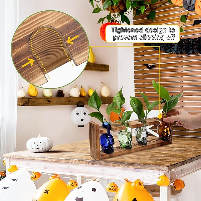 Plant Propagation Stations Halloween Skull Plant Terrarium Kit Glass Vases Gift for Father Air Planter Home Office Decor