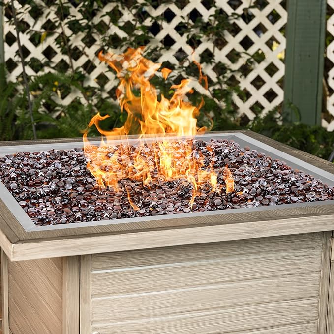 Onlyfire Stainless Steel Square Fire Pit Burner with Pan, 36 Inch DIY Outdoor Propane Firepit Fireplace for Backyard