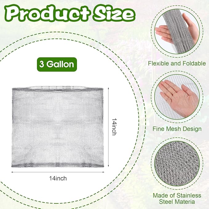 30 Pcs 3 Gallon Gopher and Vole Wire Mesh Basket Bulk Stainless Steel Plant Root Protector Gopher Cages for Garden Planting Underground Plant Protection