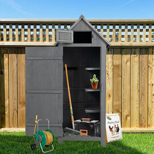 KEIKI 30.3" L Outdoor Storage Cabinet Tool Shed,Wood Frame with Sloped Roof Lockable Door for Patio Furniture