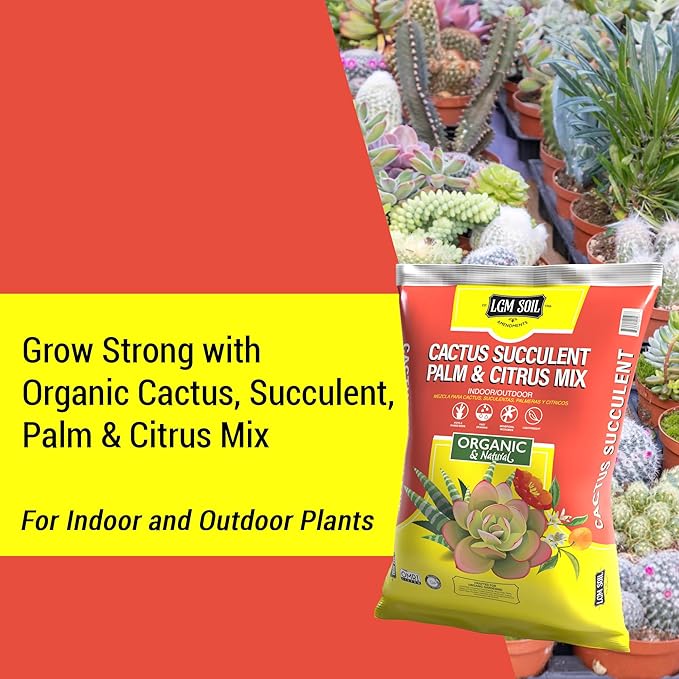 LGM Cactus & Succulent Palm & Citrus Mix, Ideal Potting Soil for Indoor & Outdoor Plants, (.5 Cu Ft.)