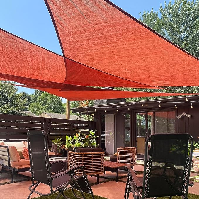 LOVE STORY Custom Size 9'x12'x15' Terra Red Sun Shade Sail Right Triangle Sunhsade Fabric Awning Canopy for Patio Backyard Carport Pergola (Customized)