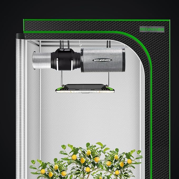 MELONFARM Air Filtration Kit 4", Built-in 14cm Fan Low Nois Carbon Filter with 12-Speed Controller, 8' Ducting & 6" Vent Cover, Cooling & Ventilation System for Grow Tents, Indoor Gardening 4" x 10.3"