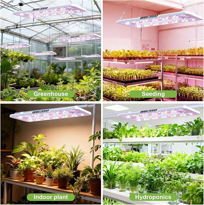 22" x 10" Grow Lights for Indoor Plants and Vegetables, Full Spectrum LED Growing Lamp for Indoor Garden Greenhouse - Features Two Smart Light Mode, 12~23H Timer - 1 Pack (1 Pack White)