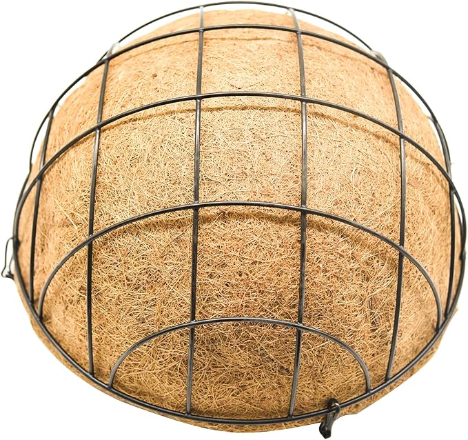 14 inch Metal Hanging Baskets For Plants Outdoor 4 Pack Round Metal Wire Hanging Basket Planter with Coco Fiber Liners Plant Holder for Garden, Patio, Deck, Porch Plants Flower Potss Outdoor(Grid)