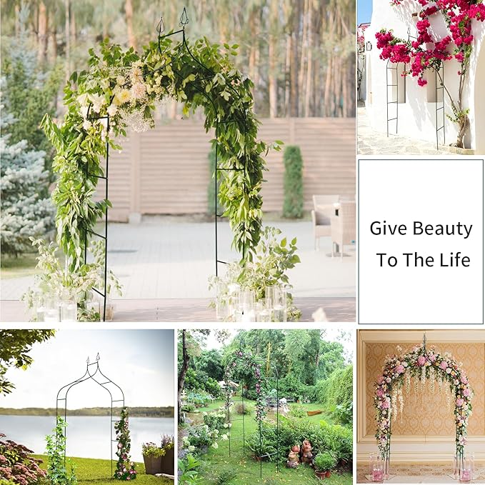 8.3 Ft H x 4.6 Ft W Metal Pergola Arbor for Various Climbing Plant Wedding Garden Arch Bridal Party Decoration Wide Arbor