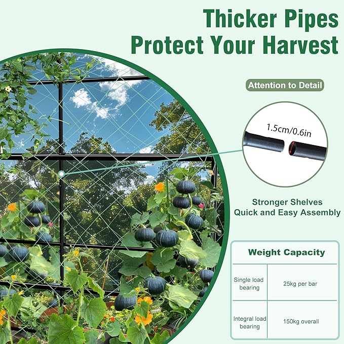 unho Black Iron Garden Arch Trellis for Climbing Plants, 41*64*63inch, Rustic Archway Arbor Tunnel for Vegetables, Cucumber, Raised Bed