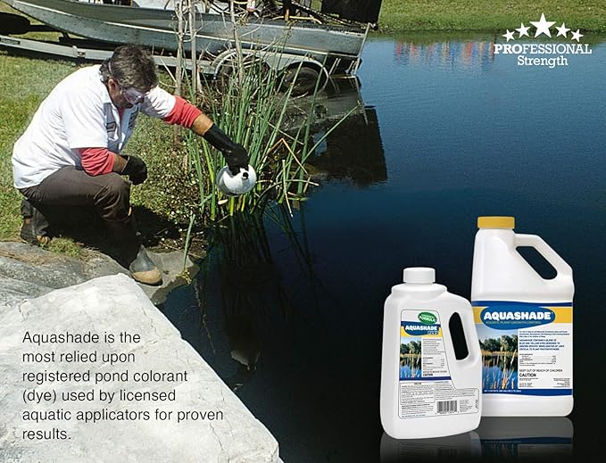 Aquashade Blue Pond Dye - 1 Gallon EPA-Approved Sunlight Blocker for Algae - Weed Suppression - Safe for Fish, Livestock and Swimming - Eco-Friendly Liquid Treatment for Water