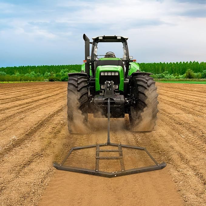 90" Heavy Duty Steel Drag Harrow, Driveway Drag with Adjustable Bars & Pin Hitch, Tow Behind Driveway Grader and Power Rake for ATV, UTV, Tractor, Mower, Land Leveler for Gravel, Soil, Sand, Hay