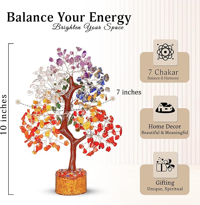 YATSKIA 7 Chakra Crystal Tree of Life, Gemstones and Crystals, Crystals Home Office Decor, Birthday Gifts for Women