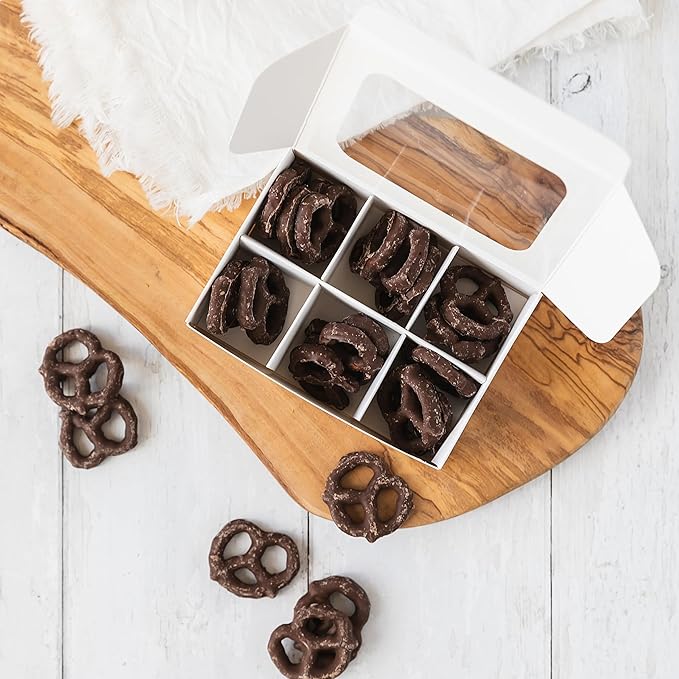 100 pcs Black Mini Truffle Box for 6 treats with Window and Dividers, Bakery Boxes, 5 x 3.5 x 1.57 Inches VERY SMALL Baking Boxes, Square Truffles Decorating Supplies for Gift Giving