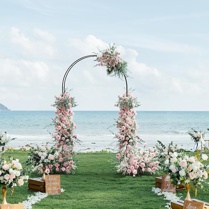 Garden Arch Arbor Trellis with Planter Boxes 8.2 Ft Metal Arch Trellis for Climbing Plants Outdoor, Wedding Arches Backdrop Stand for Ceremony, Halloween, Christmas, Decorations Pergola, Black