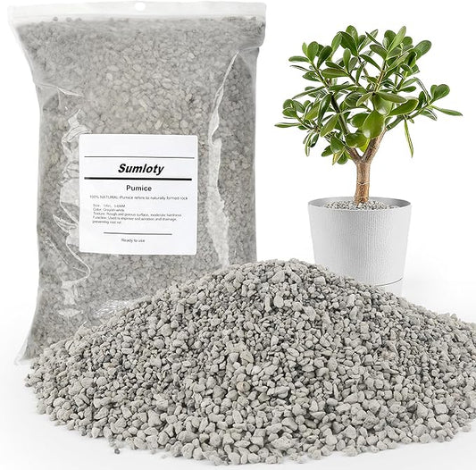 Horticultural Pumice for Plants, 8 Quarts Bag （14.4 IB） Natural Soil Amendment, 1/4" Particle Size for Succulent, Cactus, Bonsai Tree, Orchid Potting Mix