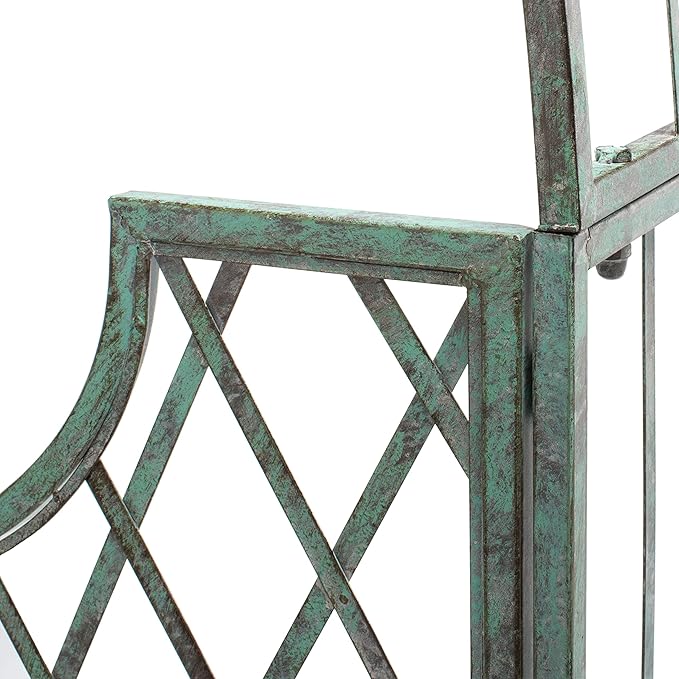 SAFAVIEH Outdoor Collection Jaida Victorian Antique Dark Green Wrought Iron Trellis Garden Arch Arbor