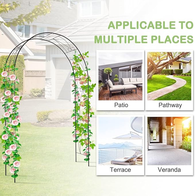 JSUN7 Outdoor Garden Arbor - Decoration Steel Arch Trellis for Climbing Vines and Plants Metal Garden Arbor Garden Trellis for Patio, Lawn, Garden