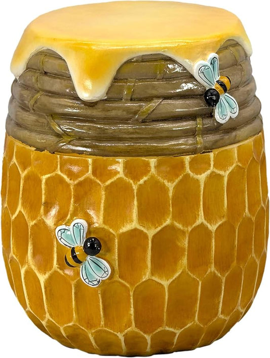 Galt International Honeycomb Stool Side Table w/Bees & Honey Top 17" | Cute Fantasy Yellow Golden Honey Hive Basket Fun Eclectic Home Decor Resin