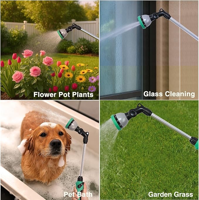 Yesker Watering Wand for Garden Hose, 21 Inch, 10 Spray Patterns, Adjustable Water Sprayer with Pivoting Head, Garden Hose Nozzle with Thumb Flow Control, Ideal for Water Plant and Yard Washing