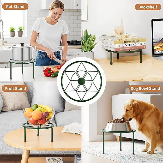 5 Pack Metal Plant Stand for Multiple Plants,Heavy Duty Flower Pot Stand Holder Rustproof Iron Round Plant Shelf for Planter Outdoor,Potted Plant Stand for Home(DarkGreenDiamond)