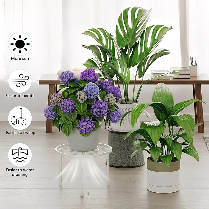 5 Pack Metal Potted Plant Stands for Indoor Outdoor,Planters Stand,Flower Pots Holder for Floor and Tabletop Decoration,Small Short Plan Stand for Home Garden(WhiteDiamond)