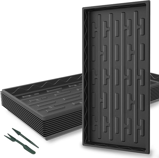 Gardzen 10-Pack 1020 Growing Trays, Reusable Plant Grow Trays, Ideal for Seed Starting, Microgreens, Indoor Gardening, and Greenhouse Plant Nurseries
