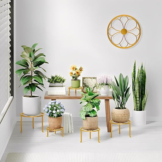 5 Pack Metal Outdoor Plant Stand Heavy Duty Plant Pot Stands for Indoor and Outdoor Round Flower Pot Support Rack for Multiple Display Pot Rack