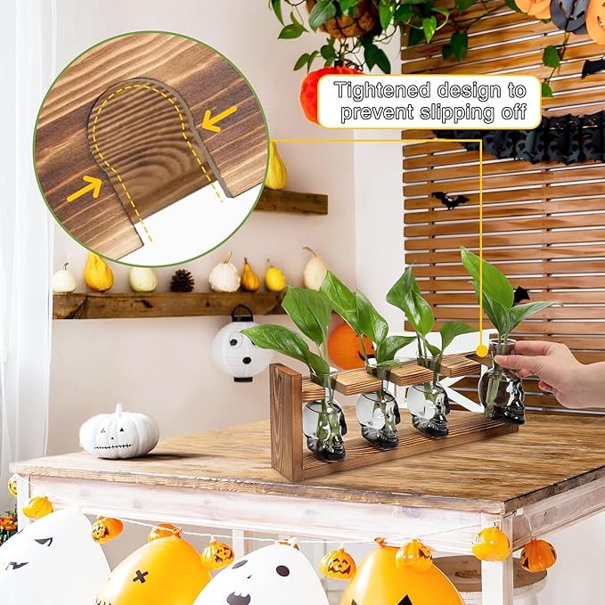Plant Propagation Stations Halloween Skull Plant Terrarium Kit Glass Vases Gift for Father Air Planter Home Office Decor