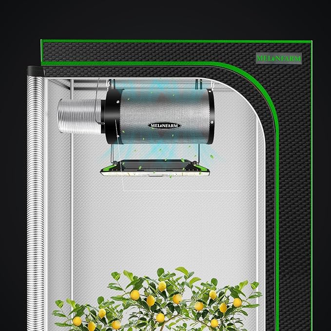 MELONFARM Air Filtration Kit 4", Built-in 14cm Fan Low Nois Carbon Filter with 12-Speed Controller, 8' Ducting & 6" Vent Cover, Cooling & Ventilation System for Grow Tents, Indoor Gardening