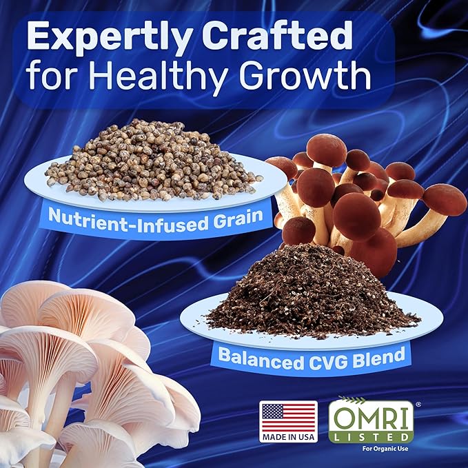 Surfin' Spores Mushroom Grow Kit | 4 lb Grow-in-Bag Kit/Monotub Refill | Includes: 1 lb Sterile Grain Bag with Injection Port & 3 lb Organic CVG Substrate | Spores Not Included (Single)