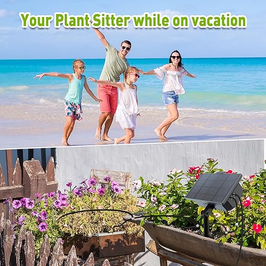 RAINPOINT Compact Programmable Solar Automatic Plant Waterer Kit Work with Indoor Outdoor,Self Watering Drip Irrigation Pump Indoor/Outdoor Vacation Free Low Water Auto Shut-Off Water 10-20 Plants