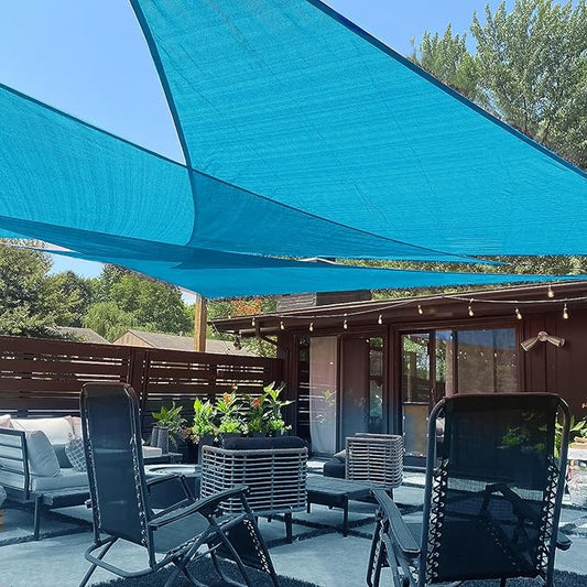 LOVE STORY Custom Size 9'x9'x9' Turquoise Blue Sun Shade Sail Triangle Sunshade Fabric Awning Canopy for Patio Backyard Carport Pergola (Customized)