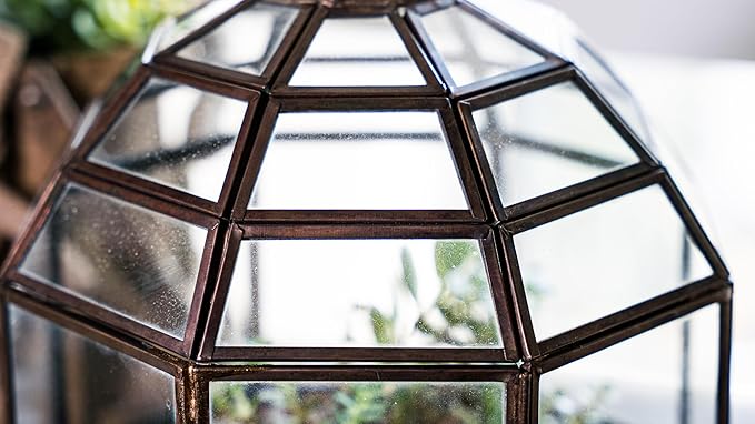 Urban Born Handmade Birdcage Style Glass Terrarium in Bronze — 10" x 9" x 9"