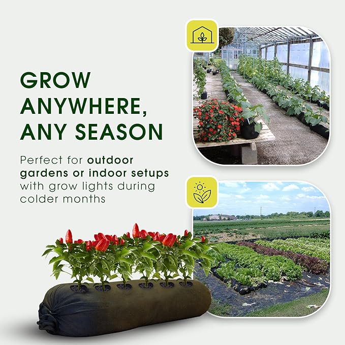 4x4 25 ft Tubular Fabric Planters for Outdoor Plants with Full Drip Irrigation System - Heavy Duty Mesh for Optimal Airflow, Customizable Up to 16 sq ft