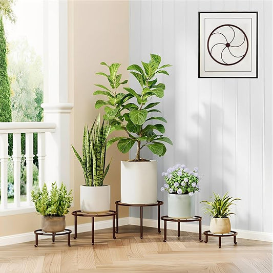 5 PackHeavy Duty Rack for Planter,Anti-Rust Flower Pot Stand Holder for Multiple Plants,Potted Plant Shelf for Living Room, Balcony, Garden, Patio