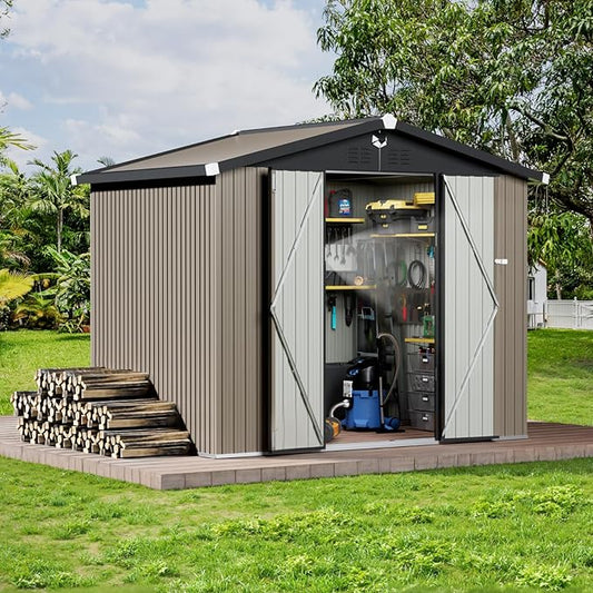 Outdoor Storage Shed 8x6 FT,Metal Tool Sheds,Waterproof Outside Storage Sheds,Large Storage Building with Lockable Door
