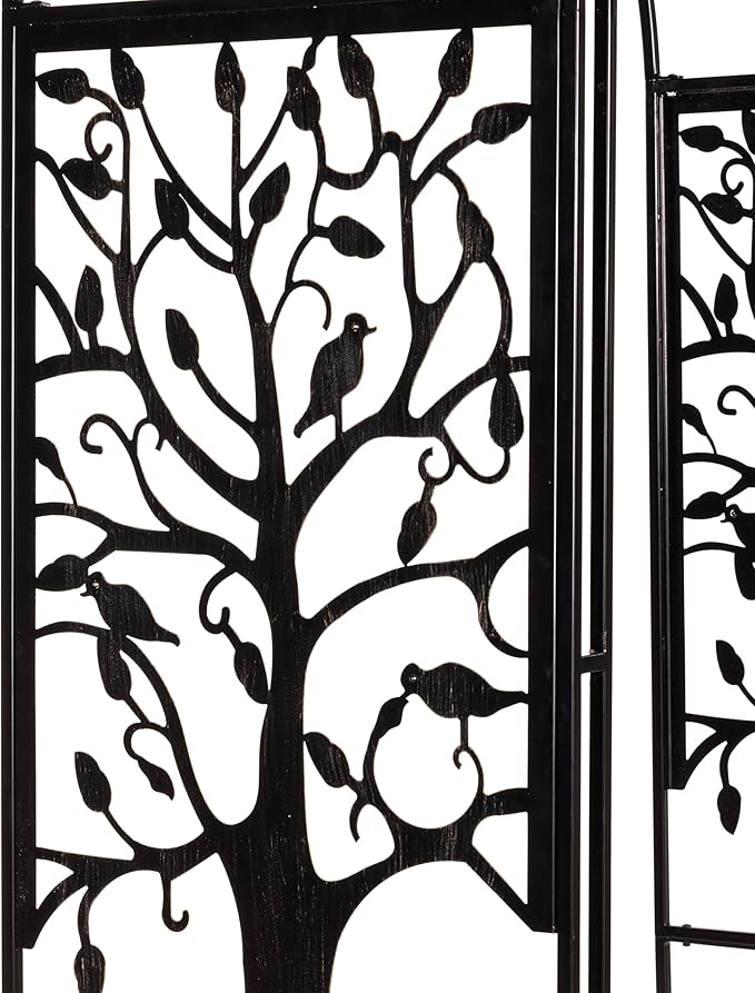 Plow & Hearth Arch Metal Outdoor Garden Arbor, 84 inches Tall, Iron Trellis Lattice for Climbing Plants, Wedding Arch, Outdoor Patio Décor (Tree of Life)
