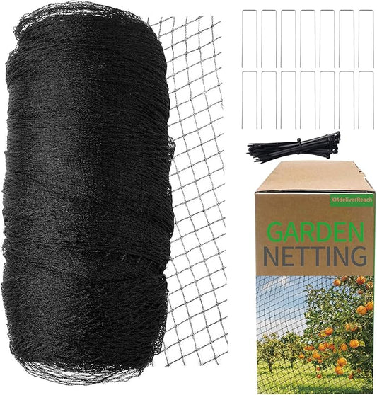 Garden Netting, 15ft x 30ft Black Bird Netting Heavy Duty,Rabbit,Large Bees,Squirrels, Deer,Chicken, Anti Birds, Cardinals，Animal Fencing for Fruit Tree & Vegetable Garden
