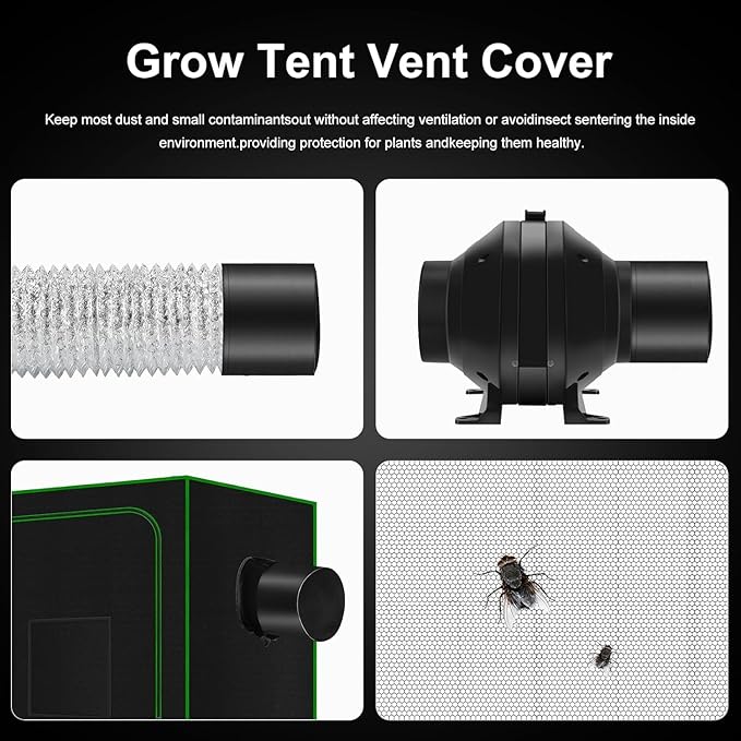 MELONFARM Air Filtration Kit 6", Built-in 14cm Fan Low Nois Carbon Filter with 12-Speed Controller, 8' Ducting, Cooling & Ventilation System for Grow Tents, Indoor Gardening, Hydroponics 6“x13.4