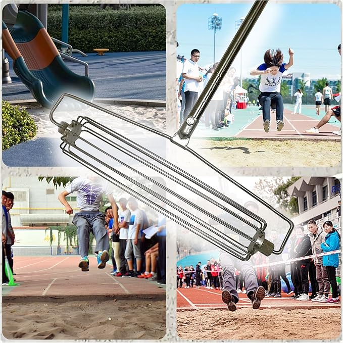 Roller Design Golf Course Rakes, Stainless Golf Sand Trap Bunker Simulator, Bunker Rake for High Jump Long Jump Track and Field Sandy Golf Course