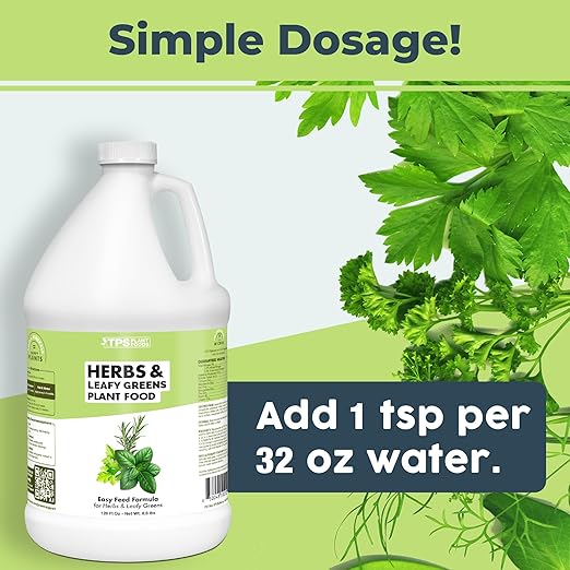 Herb Plant Food for All Edible Herbs, Leafy Greens and Veggies, Liquid Houseplant Fertilizer, 1 Gallon (128 oz)