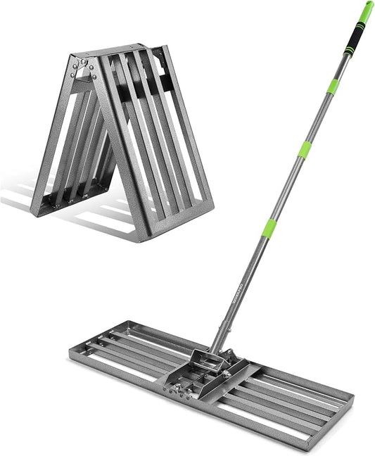 WORKPRO Lawn Leveling Rake, Heavy Duty Leveling Rake with 30” x 10” Ground Plate, Yard Leveling Rakes with 6FT Adjustable Handle, Metal Lawn Leveler for Garden, Backyard, Golf Course, Farm, Pasture